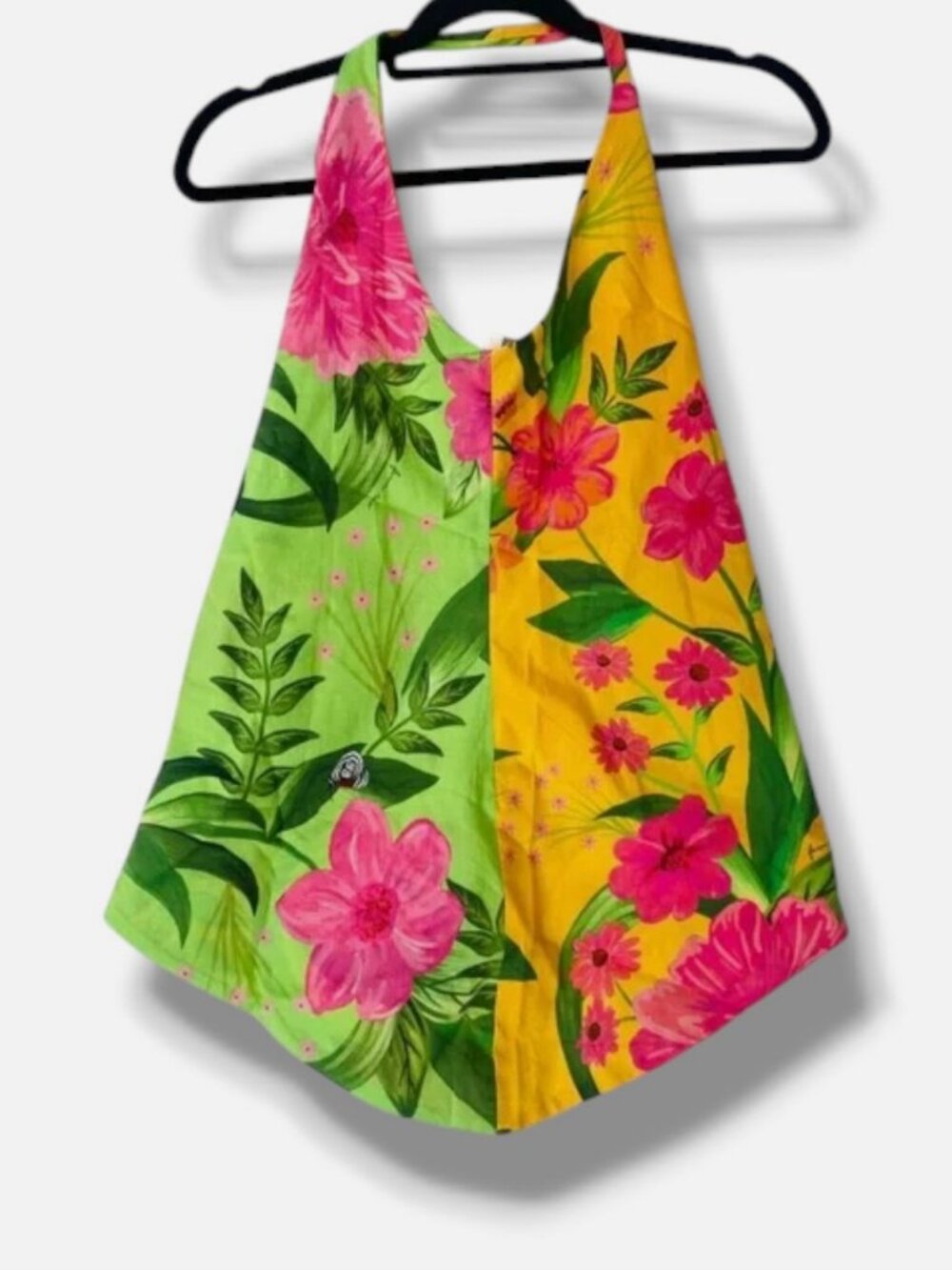 Farm Rio Women's Green Halter Printed Blouse Top Size L